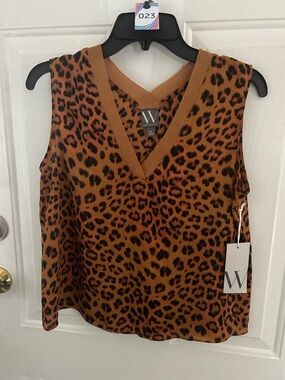 Worthington Leopard Print V-Neck Sleeveless Tank - Brown & Black